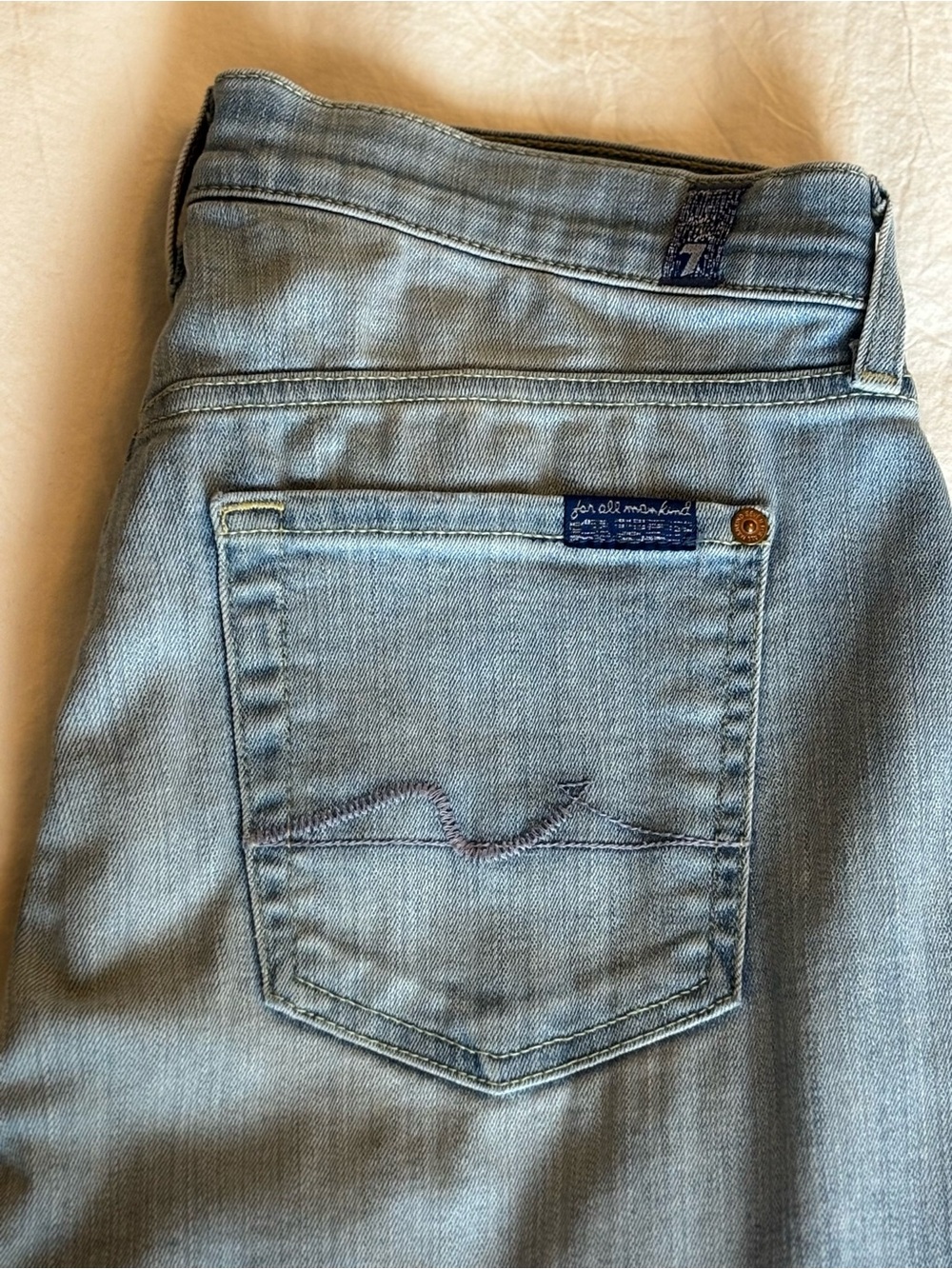 7 For All Mankind Josefina Destroyed Light Indigo Jeans 25 (Fits 27)